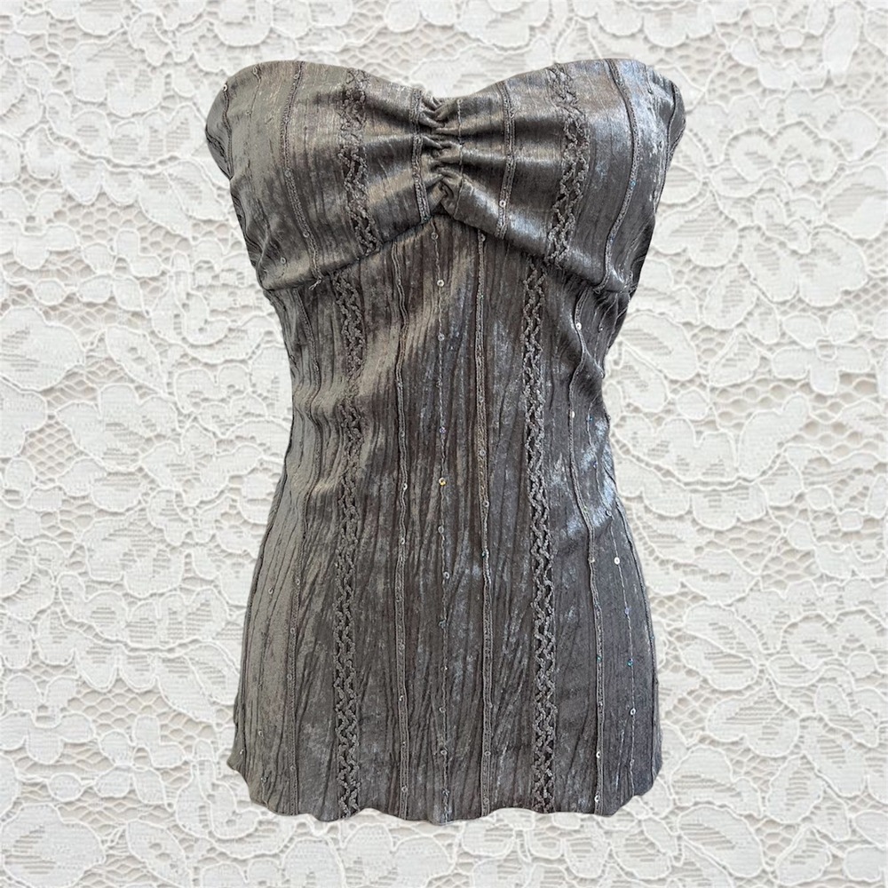 vintage y2k velvet sequin tube top
